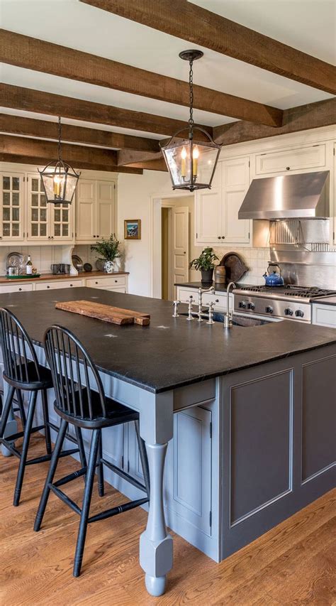 black kitchen with black countertops